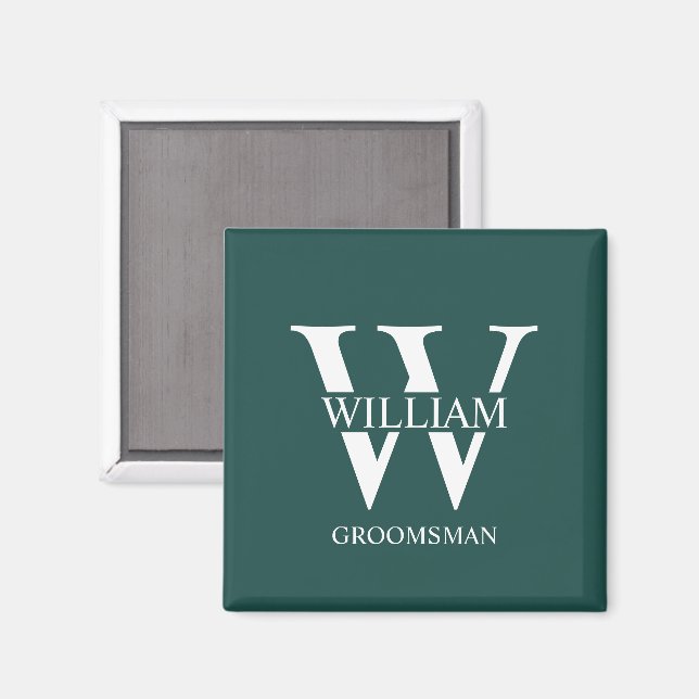 Aimant Monogramme et nom personnalisés des garçons d'honn (Recto/Verso)