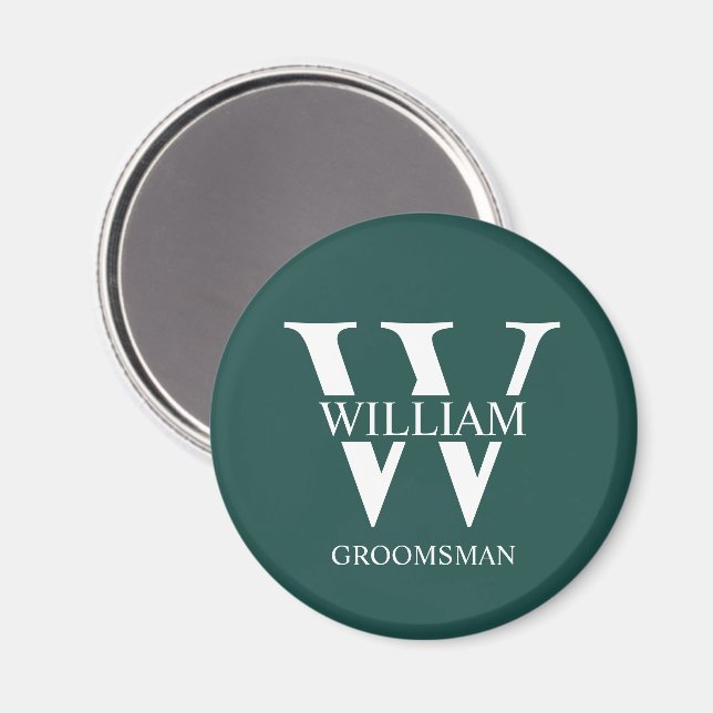 Aimant Monogramme et nom personnalisés des garçons d'honn (Recto/Verso)