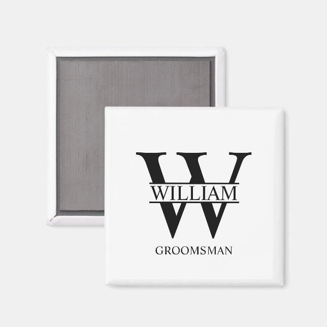 Aimant Monogramme et nom personnalisés des garçons d'honn (Recto/Verso)