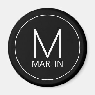 Aimant Monogramme et nom personnalisés modernes