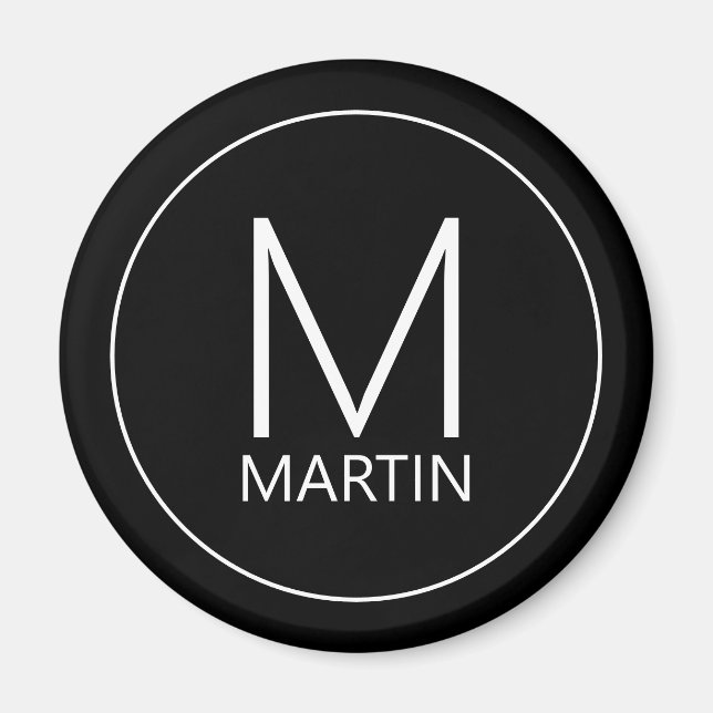 Aimant Monogramme et nom personnalisés modernes (Devant)
