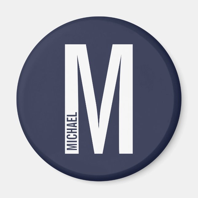 Aimant Monogramme et nom personnalisés modernes (Devant)