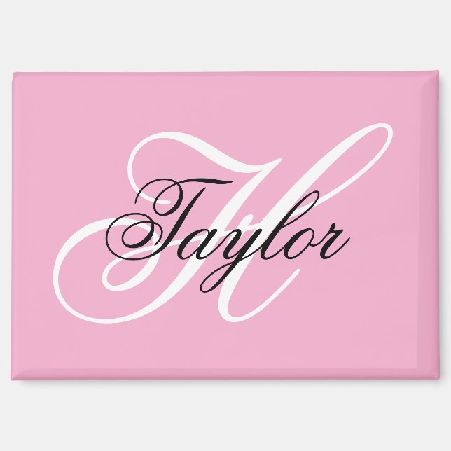Aimant Monogramme fantaisie noir et blanc Rose (Recto)