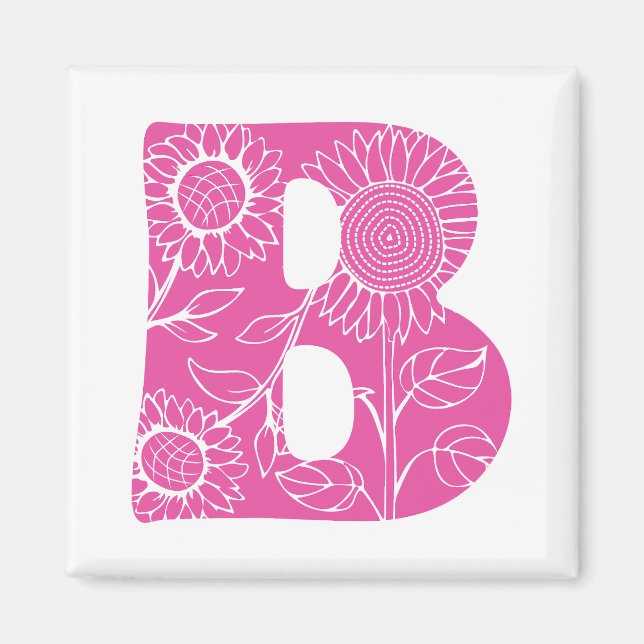 Aimant monogramme floral B lettre majuscule (Devant)