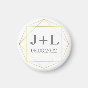 Aimant Monogramme Gold Grey Mariage Sauvegardez La Faveur