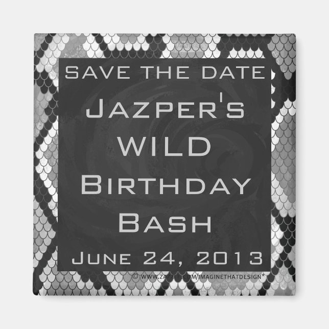 Aimant Monogramme gris, blanc et noir de Snakeskin (Devant)