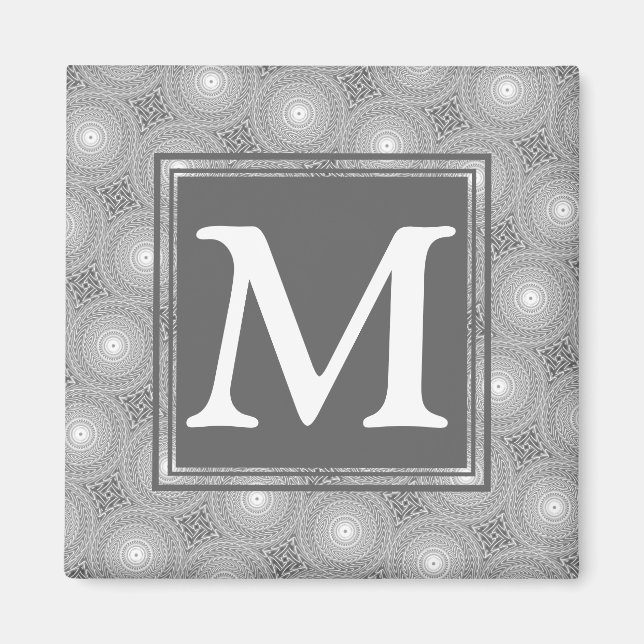 Aimant Monogramme gris cercles motif (Devant)