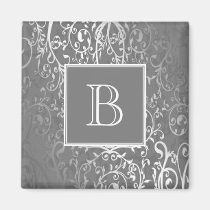 Aimant monogramme gris élégant