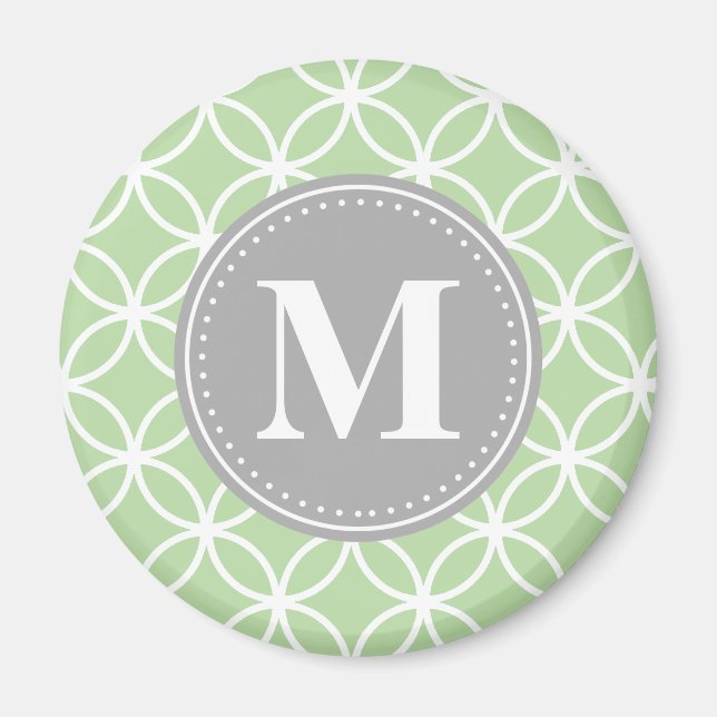 Aimant Monogramme gris vert à la menthe des cercles géomé (Devant)