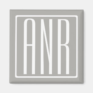 Aimant Monogramme initial Blanc sur gris clair