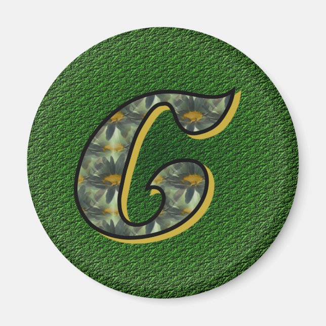 Aimant Monogramme Initial C Marguerites Art Floral (Devant)