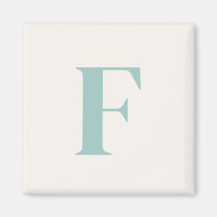 Aimant Monogramme Initial Minimaliste Bleu & Blanc