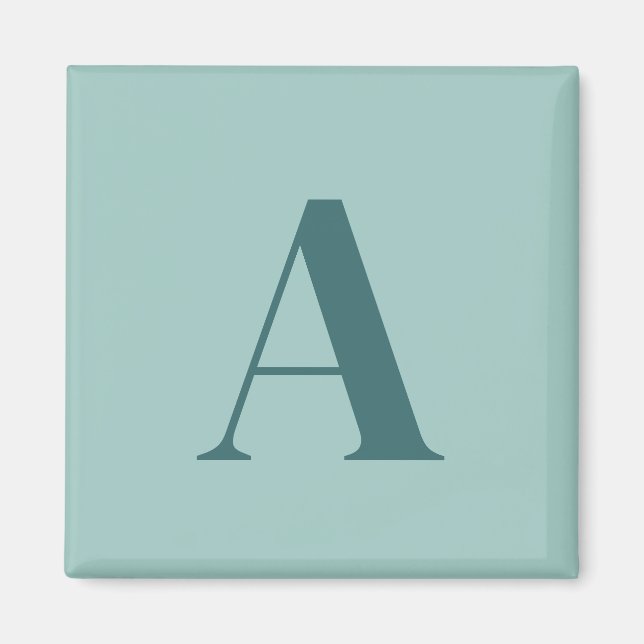 Aimant Monogramme Initial Minimaliste Turquoise/Teal (Devant)