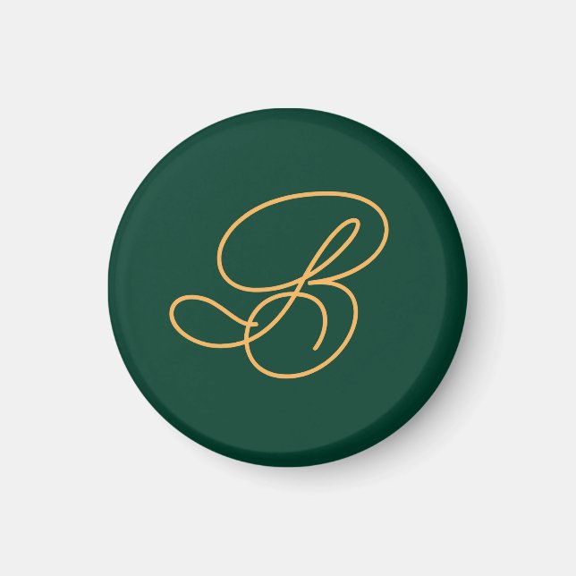 Aimant Monogramme Initial Vert de Logo d'Entreprise Marqu (Devant)
