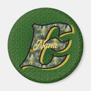 Aimant Monogramme Initiale E Fleurs ArtPersonnalisé