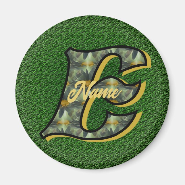 Aimant Monogramme Initiale E Fleurs ArtPersonnalisé (Devant)