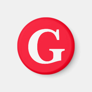 Aimant Monogramme Initiale Lettre Rouge Blanc Simple Uni