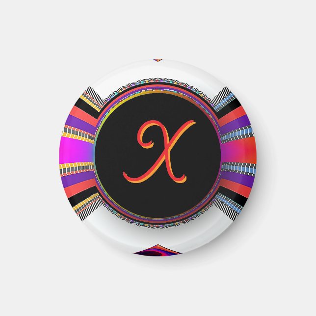Aimant Monogramme Initiale X Arc-en-ciel  (Devant)