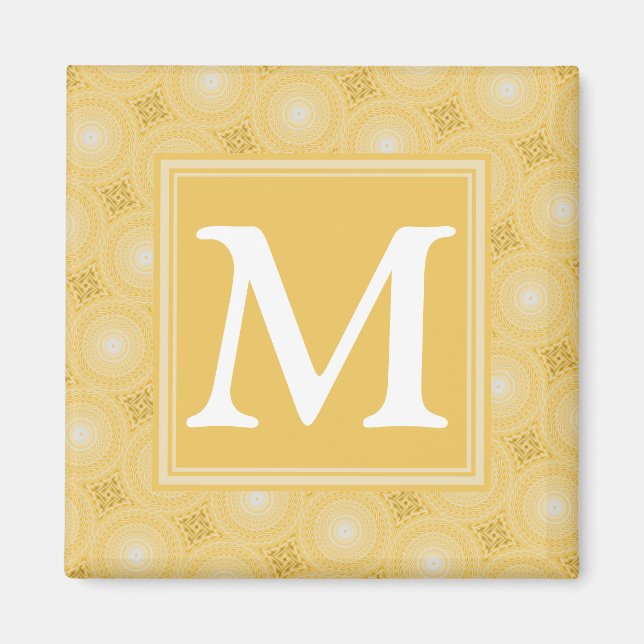 Aimant Monogramme jaune cercles motif (Devant)