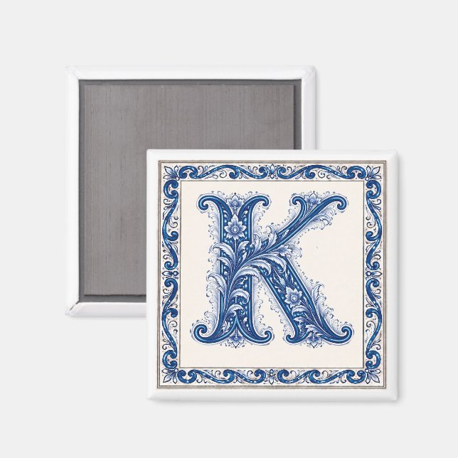 Aimant Monogramme K de l'héritage norvégien - Bleu (Recto/Verso)