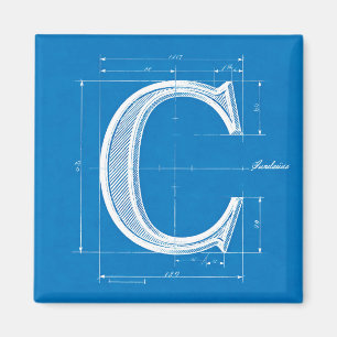 Aimant Monogramme lettre C plan