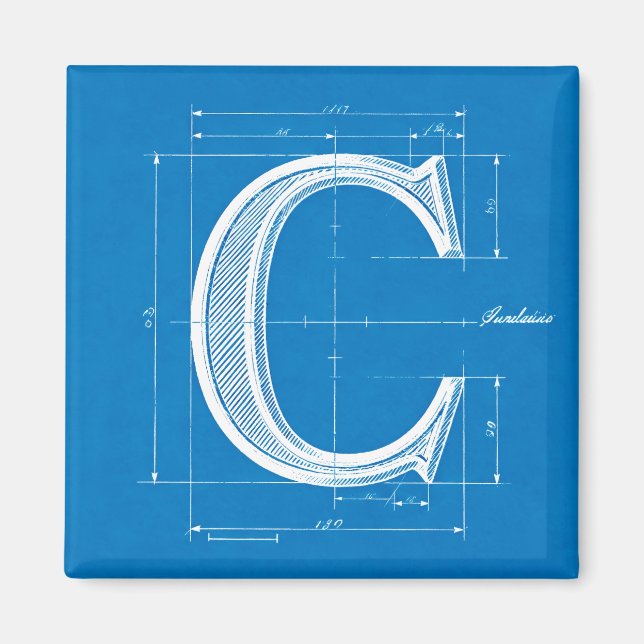 Aimant Monogramme lettre C plan (Devant)