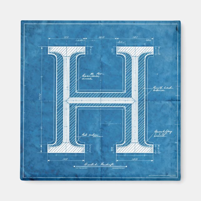 Aimant Monogramme lettre H plan (Devant)