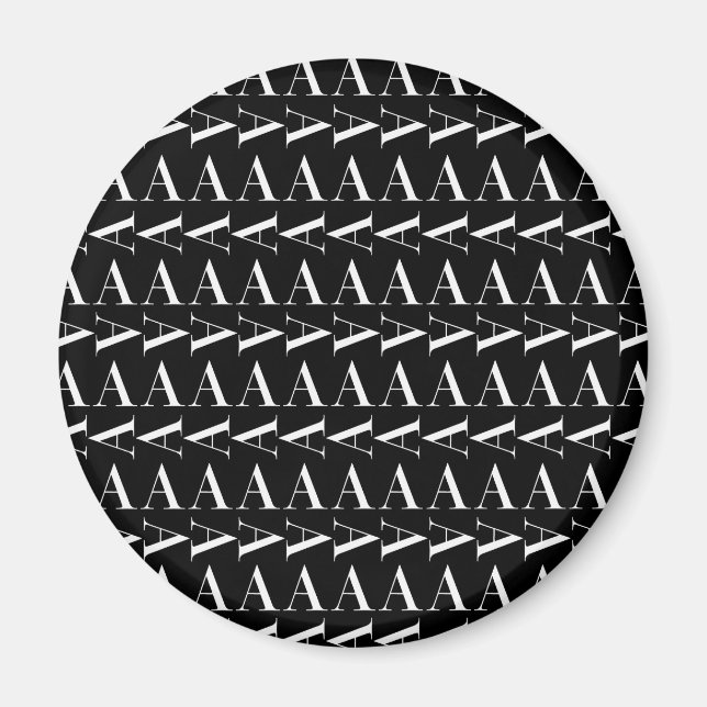 Aimant Monogramme Lettre initiale A, Choisir la couleur A (Devant)