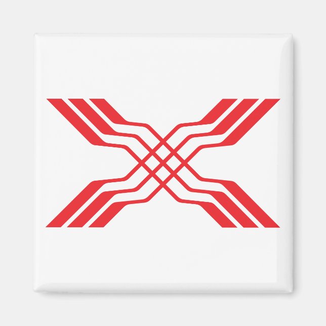 Aimant Monogramme Lettre X ligne Ruban Rouge Élégant (Devant)