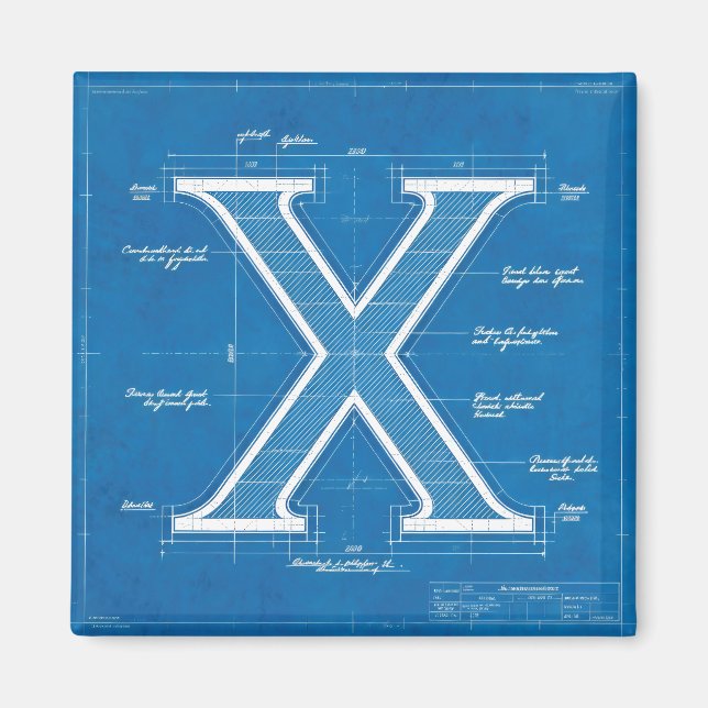Aimant Monogramme lettre X plan (Devant)