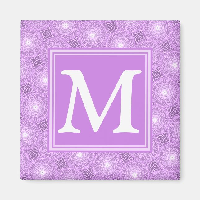 Aimant Monogramme lilas cercles pourpres motif (Devant)
