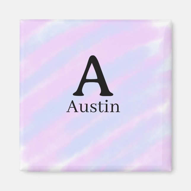 Aimant Monogramme majuscule masculine ajouter un nom past (Devant)