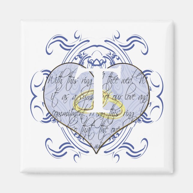 Aimant Monogramme Mariage Vow Heart (Devant)