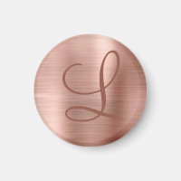 Monogramme métal brossé Chic Rose or initial