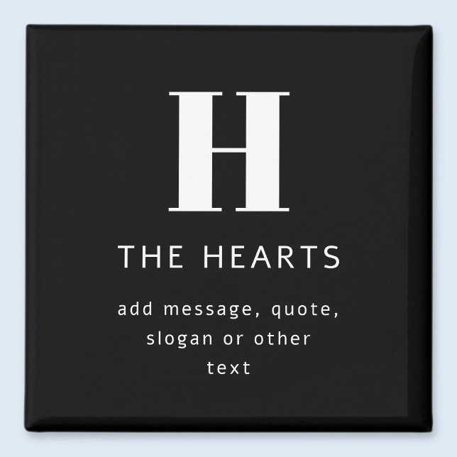 Aimant Monogramme Moderne Éditable Nom & Message | Noir (Créateur téléchargé)