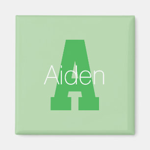 Aimant Monogramme Moderne Gras Vert Pâle et Kelly