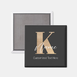 Aimant Monogramme moderne Initiale K & Nom Personnel