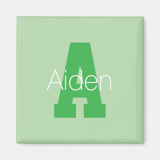 Aimant Monogramme moderne | Pale & Kelly Green (Devant)