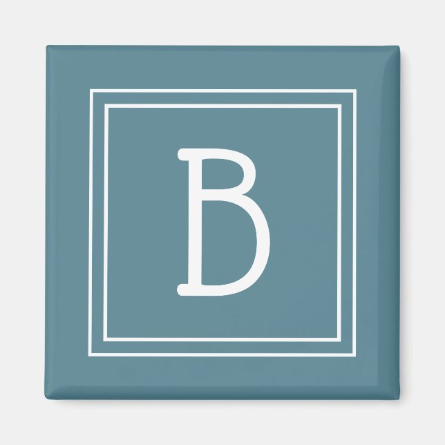 Aimant Monogramme Moderne Simple Lettre Initiale Turquois (Devant)