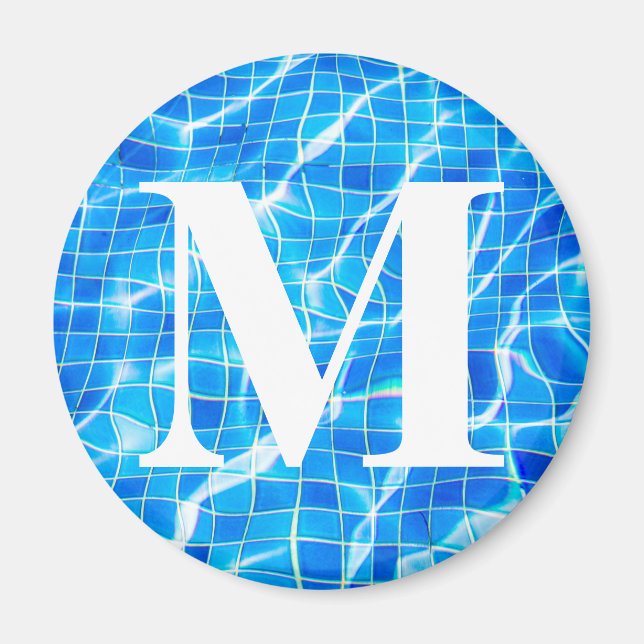 Aimant Monogramme Monogramme Piscine Bleue Aquatique (Devant)