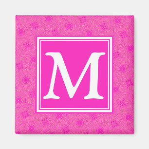 Aimant Monogramme motif rose chaud cercles