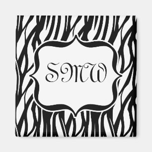 Aimant Monogramme noir/blanc Funky Zebra