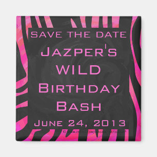 Aimant Monogramme noir et rose chaud Zebra Design