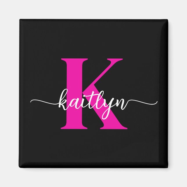 Aimant Monogramme noir rose (Devant)