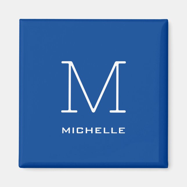 Aimant Monogramme Nom initial Bleu profond Unique Minimal (Devant)