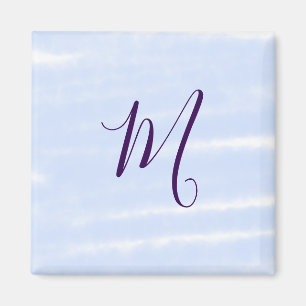 Aimant Monogramme nom lettre rétro aquarelle pastel viole