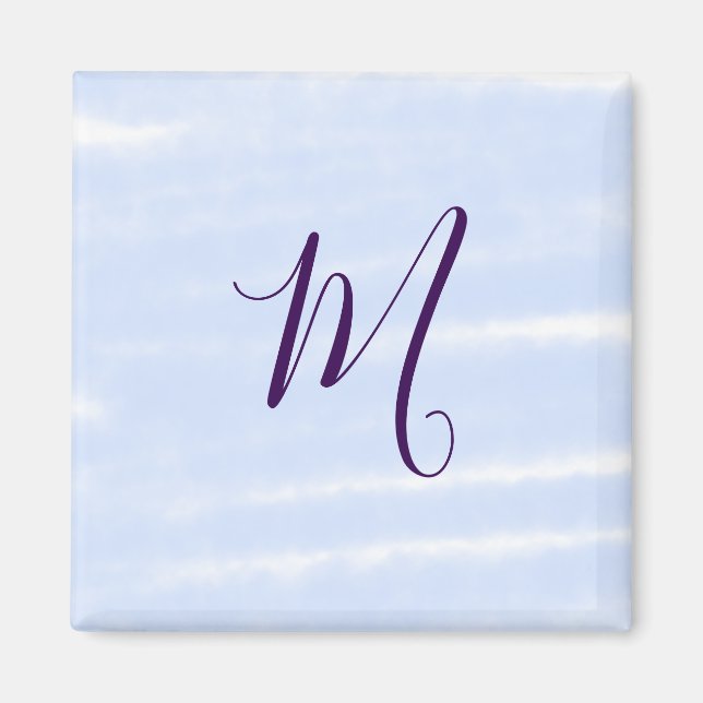 Aimant Monogramme nom lettre rétro aquarelle pastel viole (Devant)