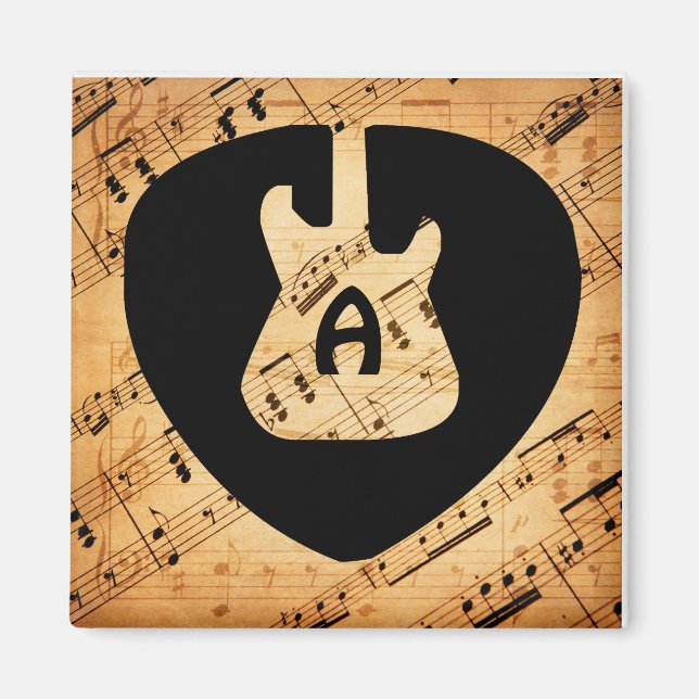 Aimant Monogramme Onde Sonore Guitare Rock and Roll Vinta (Devant)