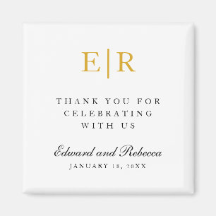 Aimant Monogramme Or Merci Élégant mariage Faveur