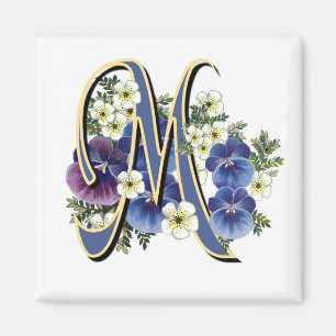 Aimant Monogramme peint à la main d'initiale de pensée 